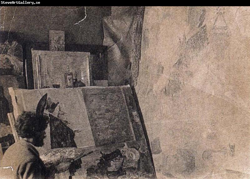 James Ensor James Ensor in his studio,Painting the entry of Christ into Brussels